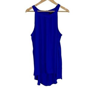 Torrid Semi Sheer Halter Top Tank Sz 1 Royal Blue Chiffon Longline Shirt EUC